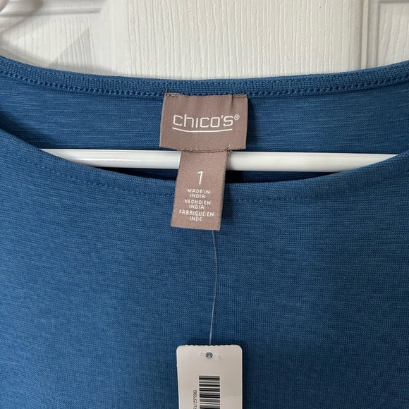 Chico’s Shoshoni High/Low Knee Dress - Bijou Blue Size Medium. Tank Style casual - Picture 2 of 10